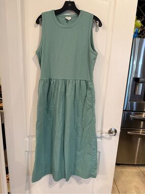 J.Crew women’s sage green Ribbed-knit cotton blend tank top dress large